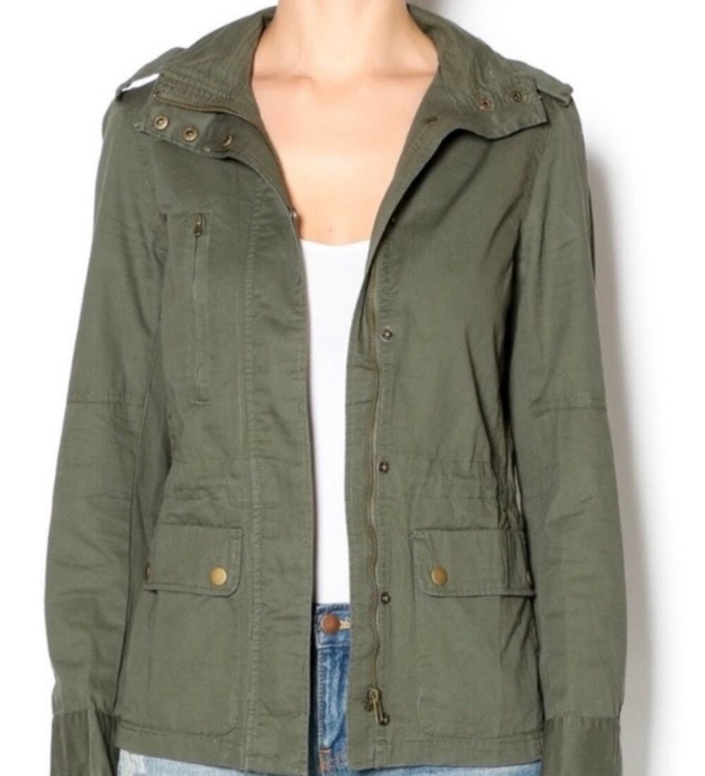Love Tree Army Green Cotton Cargo Jacket Size Small